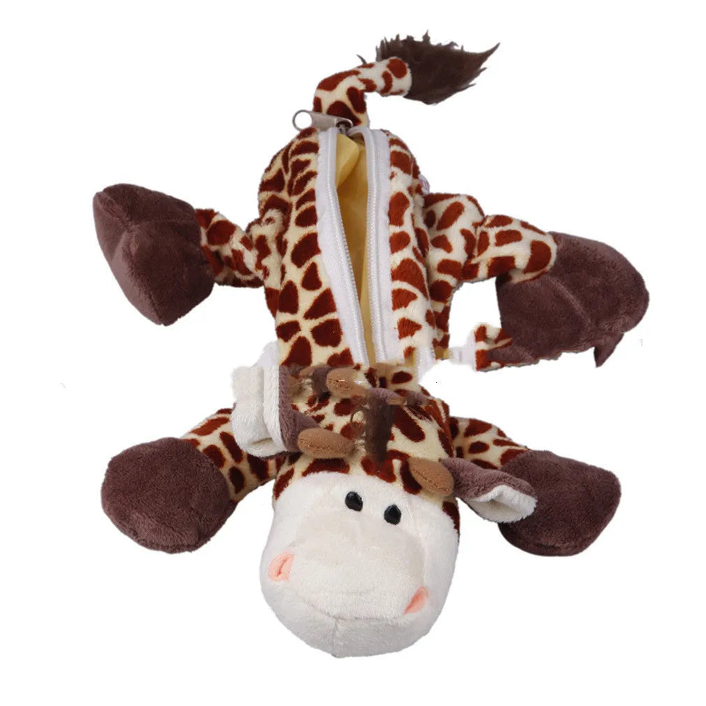 Plush Korean cartoon animal pencil case for children with soft fabric and animal designs