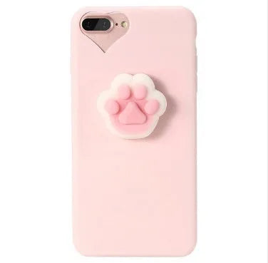 3D cartoon cat design silicone phone case for iPhone models on white background
