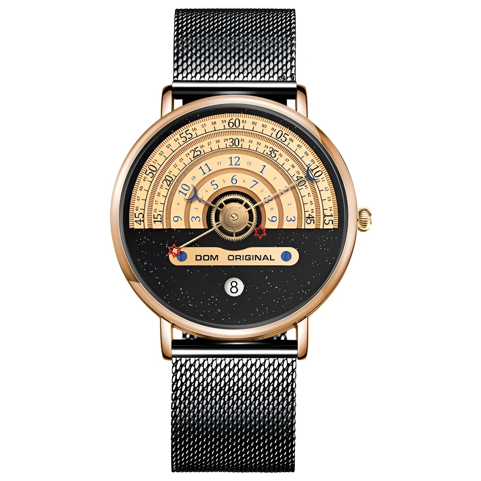 Men's gold sports quartz watch with 40mm dial and stainless steel strap showing time display
