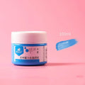 100g bottled gouache paint in eight colours: black, blue, dark blue, orange, purple, red, sky blue, and yellow