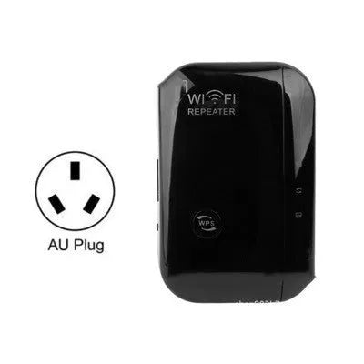 Black and white WIFI repeater with UK plug and network cable for home signal extension