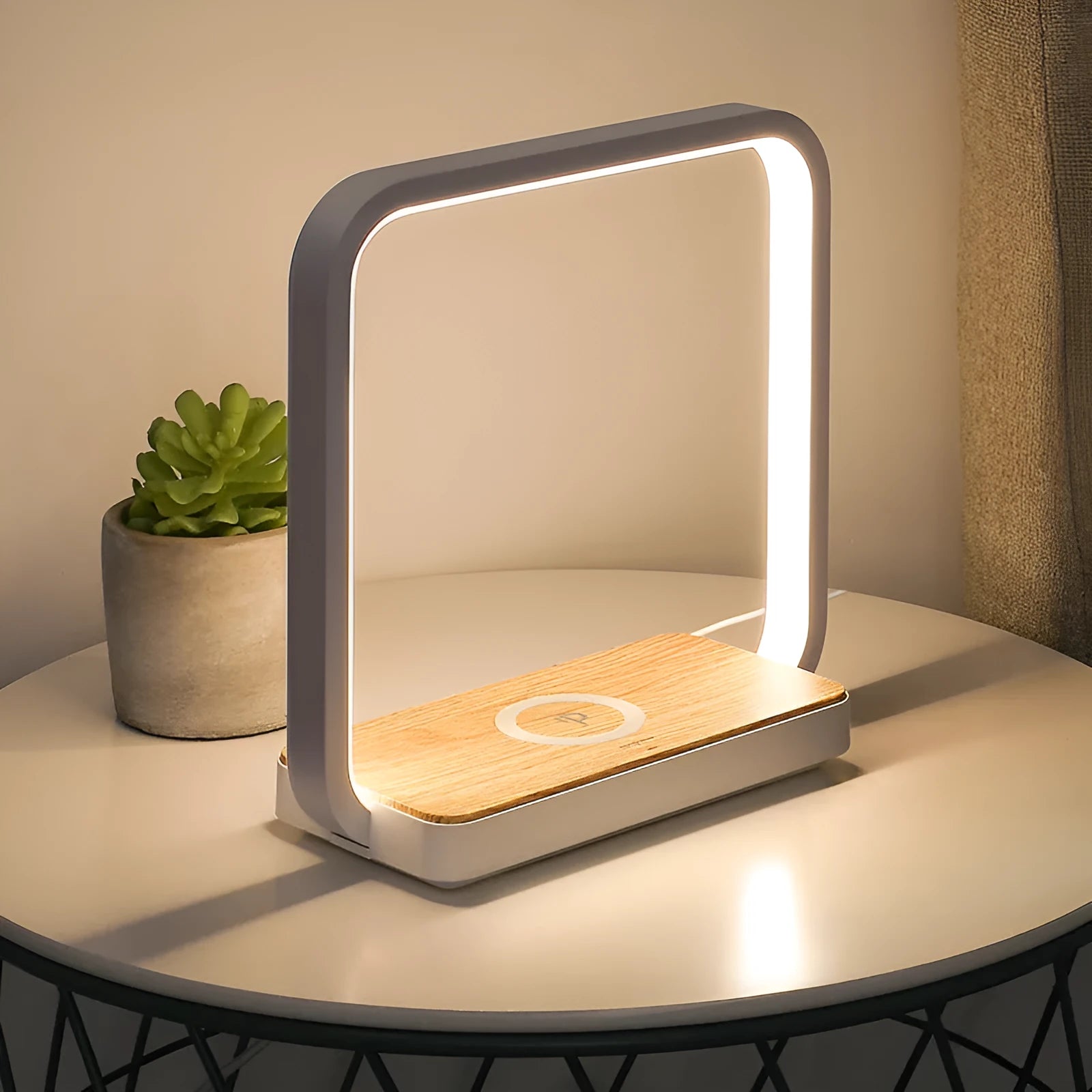 Smart touch sensor bedside lamp with aluminium shade in white or gold colour