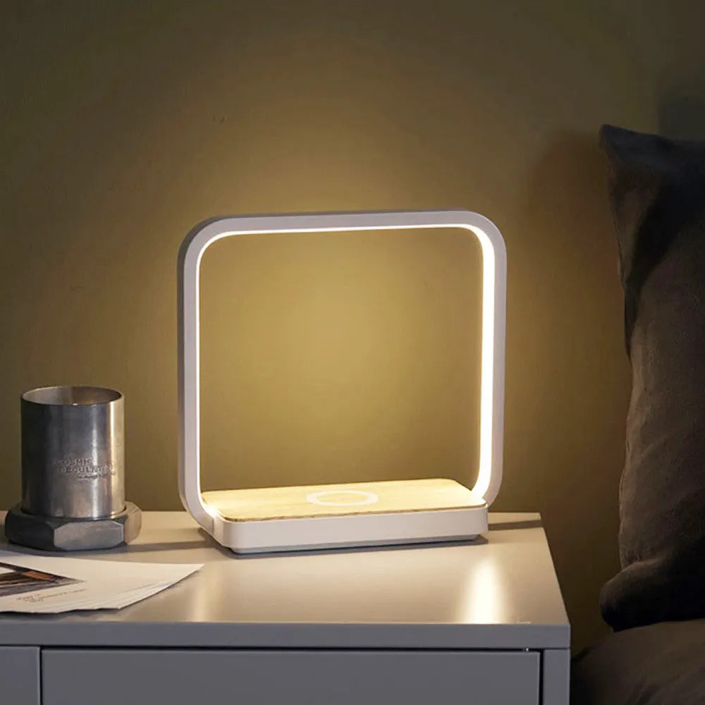 Smart touch sensor bedside lamp with aluminium shade in white or gold colour