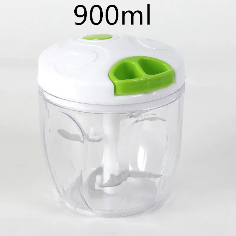 Green manual kitchen chopper with three stainless steel blades and 500ml container