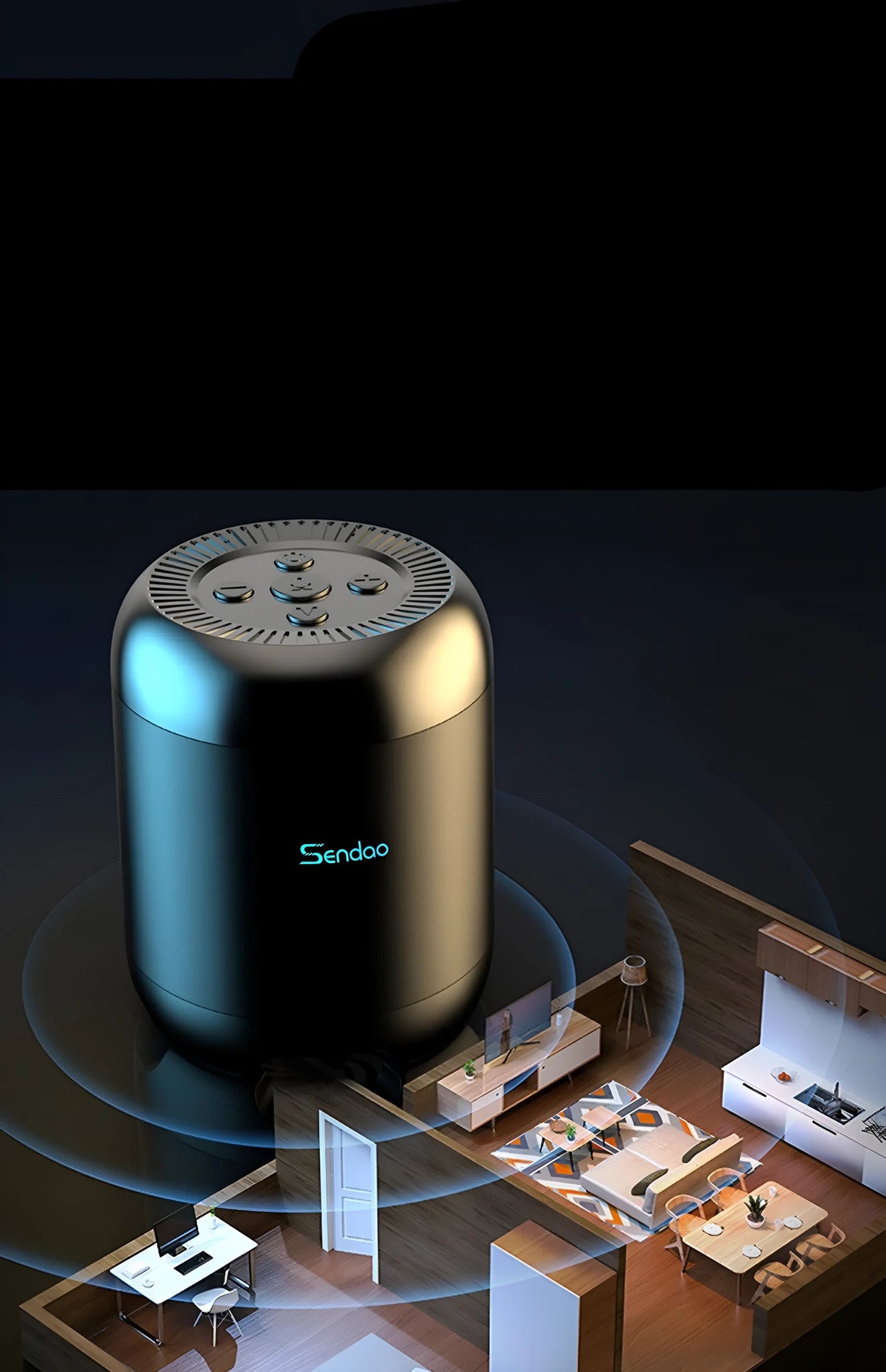 Compact black or white wireless Bluetooth speaker with super subwoofer measuring 90x73x73mm