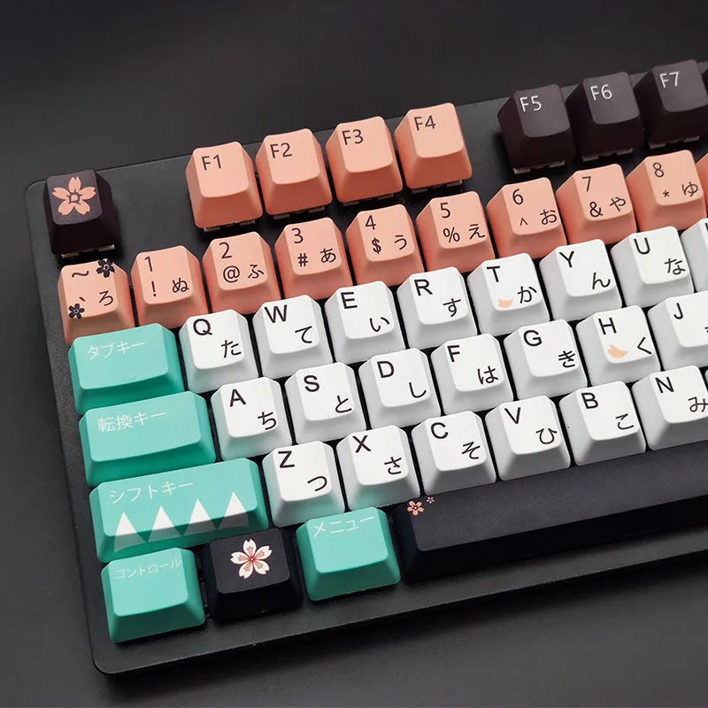 Green mechanical keyboard keycaps with Cherry MX stem compatibility for keyboard customisation