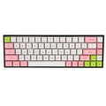 68-key mechanical keyboard PBT keycap set showing multiple colour options including blue, grey, and pink