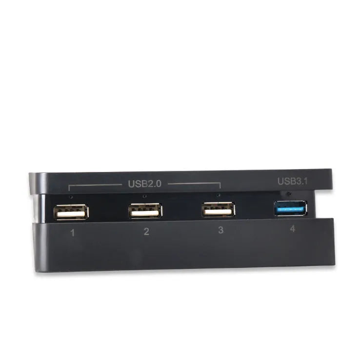 Black PS4 Slim USB hub extender with USB 2.0 and 3.0 ports for console connectivity