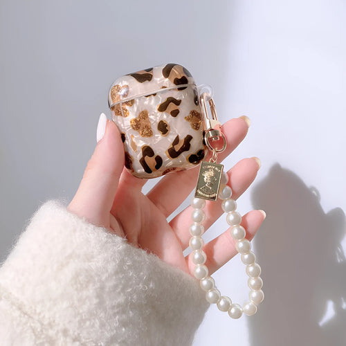 Leopard print soft TPU case for Apple AirPods Pro and AirPods 1/2 with decorative charm options