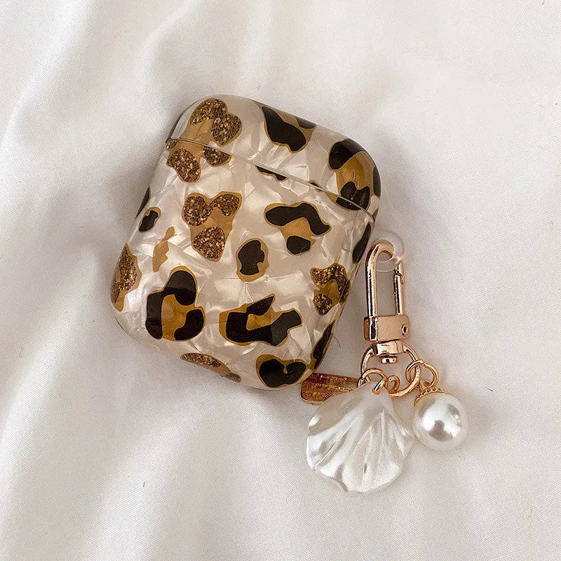 Leopard print soft TPU case for Apple AirPods Pro and AirPods 1/2 with decorative charm options