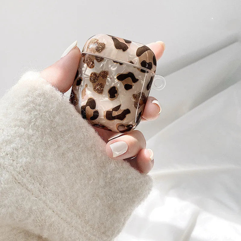 Leopard print soft TPU case for Apple AirPods Pro and AirPods 1/2 with decorative charm options
