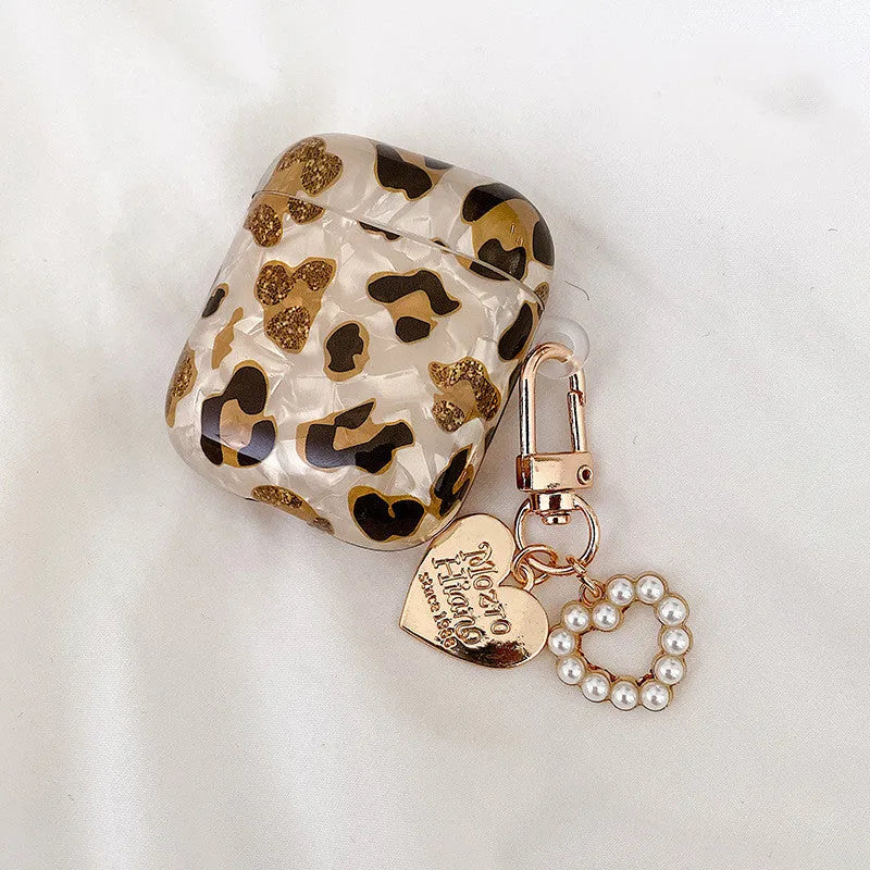 Leopard print soft TPU case for Apple AirPods Pro and AirPods 1/2 with decorative charm options