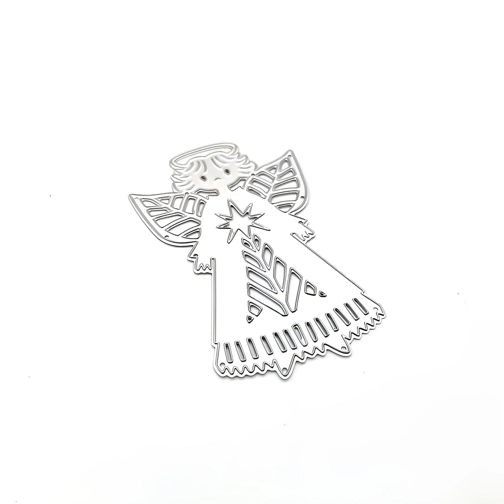 Carbon steel angel knife mould for embossing greeting cards, measuring 8cm by 6cm