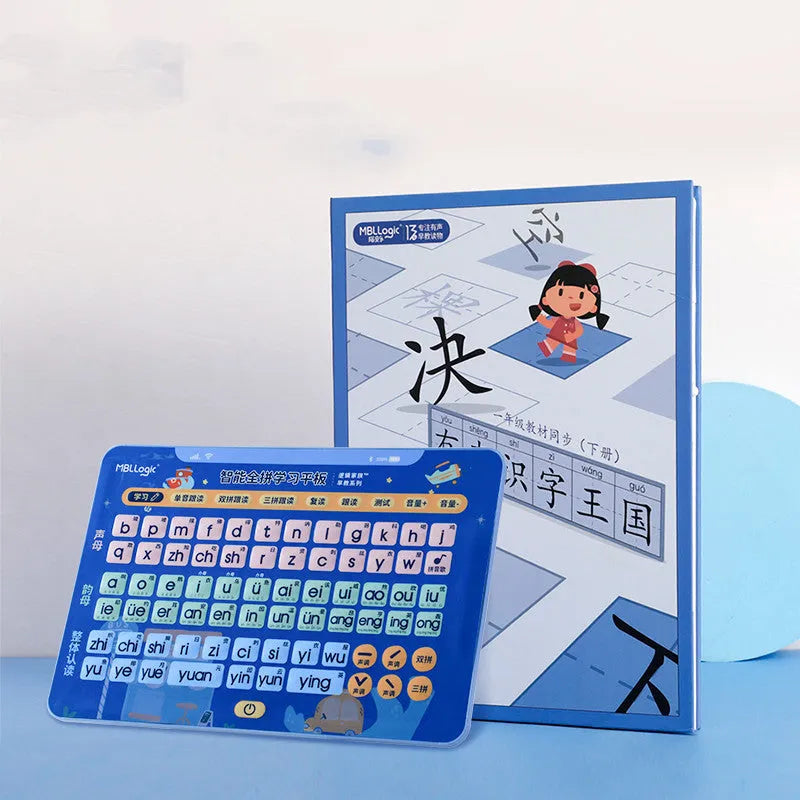 Plastic audio learning wall chart tablet with Pinyin cards for Chinese character training.