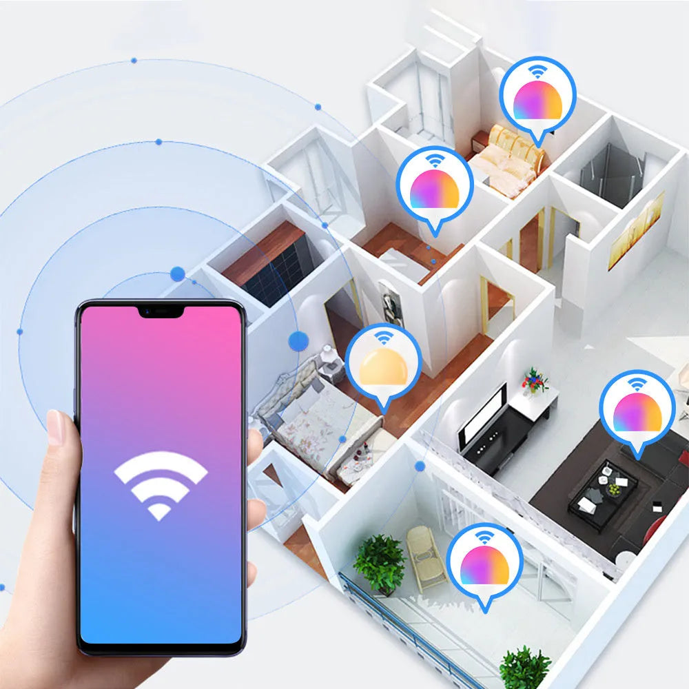 15W WiFi smart LED bulb in E27 and B22 fittings for colour changing and dimmable lighting