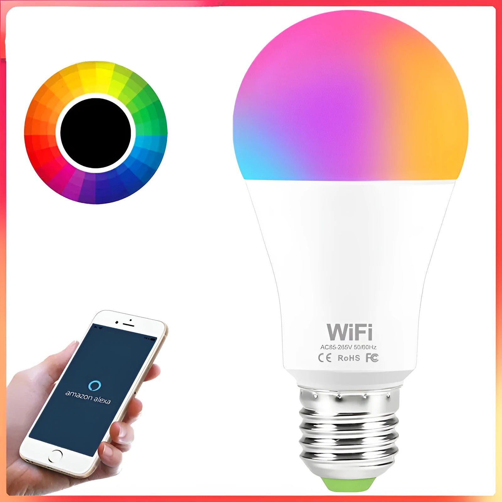 15W WiFi smart LED bulb in E27 and B22 fittings for colour changing and dimmable lighting