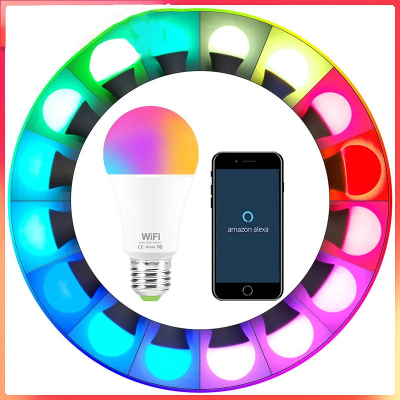 15W WiFi smart LED bulb in E27 and B22 fittings for colour changing and dimmable lighting