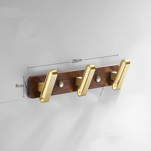 Black walnut bathroom clothes hooks with aluminium backing in multiple hook configurations