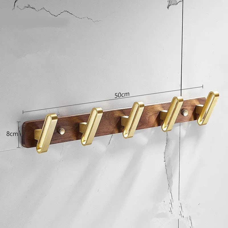 Black walnut bathroom clothes hooks with aluminium backing in multiple hook configurations