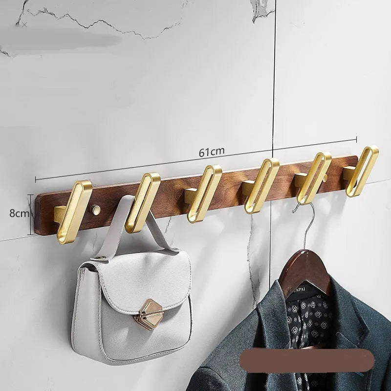 Black walnut bathroom clothes hooks with aluminium backing in multiple hook configurations