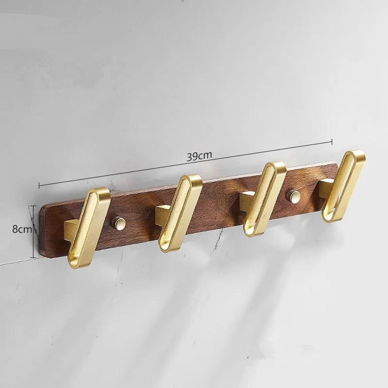 Black walnut bathroom clothes hooks with aluminium backing in multiple hook configurations