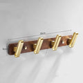 Black walnut bathroom clothes hooks with aluminium backing in multiple hook configurations