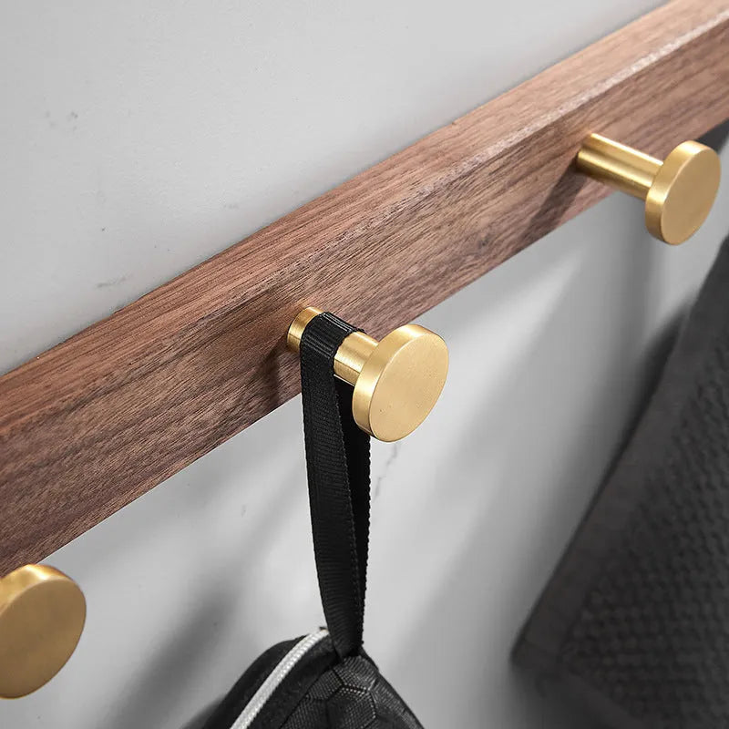 Black walnut bathroom clothes hooks with aluminium backing in multiple hook configurations