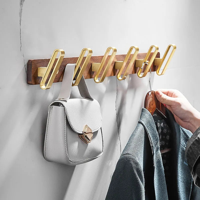 Black walnut bathroom clothes hooks with aluminium backing in multiple hook configurations