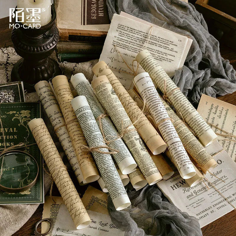 Middle Ancient Book Collection notebook with distressed paper pages, showing one of five vintage-style covers.