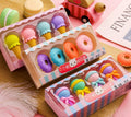Cartoon food erasers set with cone, ice cream, donut, and lollipop shapes for kindergarten children