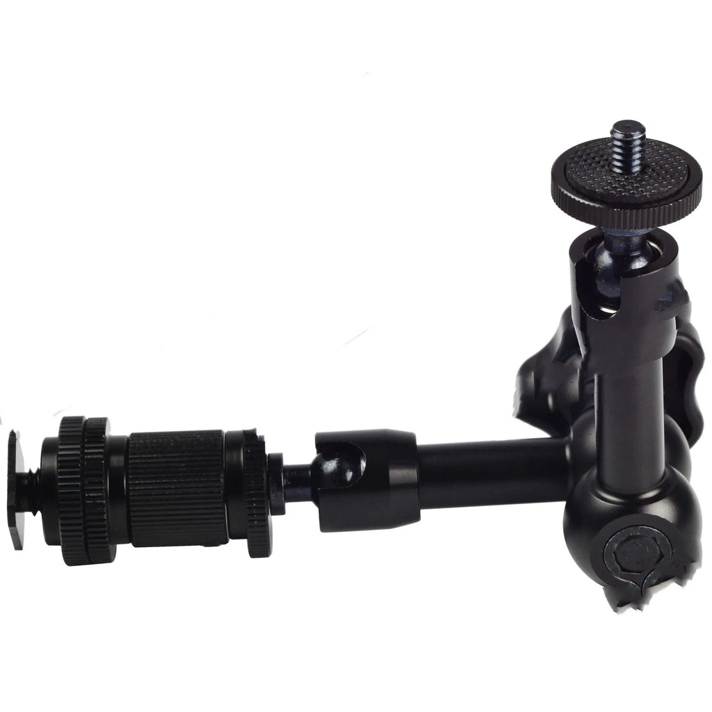 Black 7-inch metal magic friction articulating arm for DSLR camera accessory mounting
