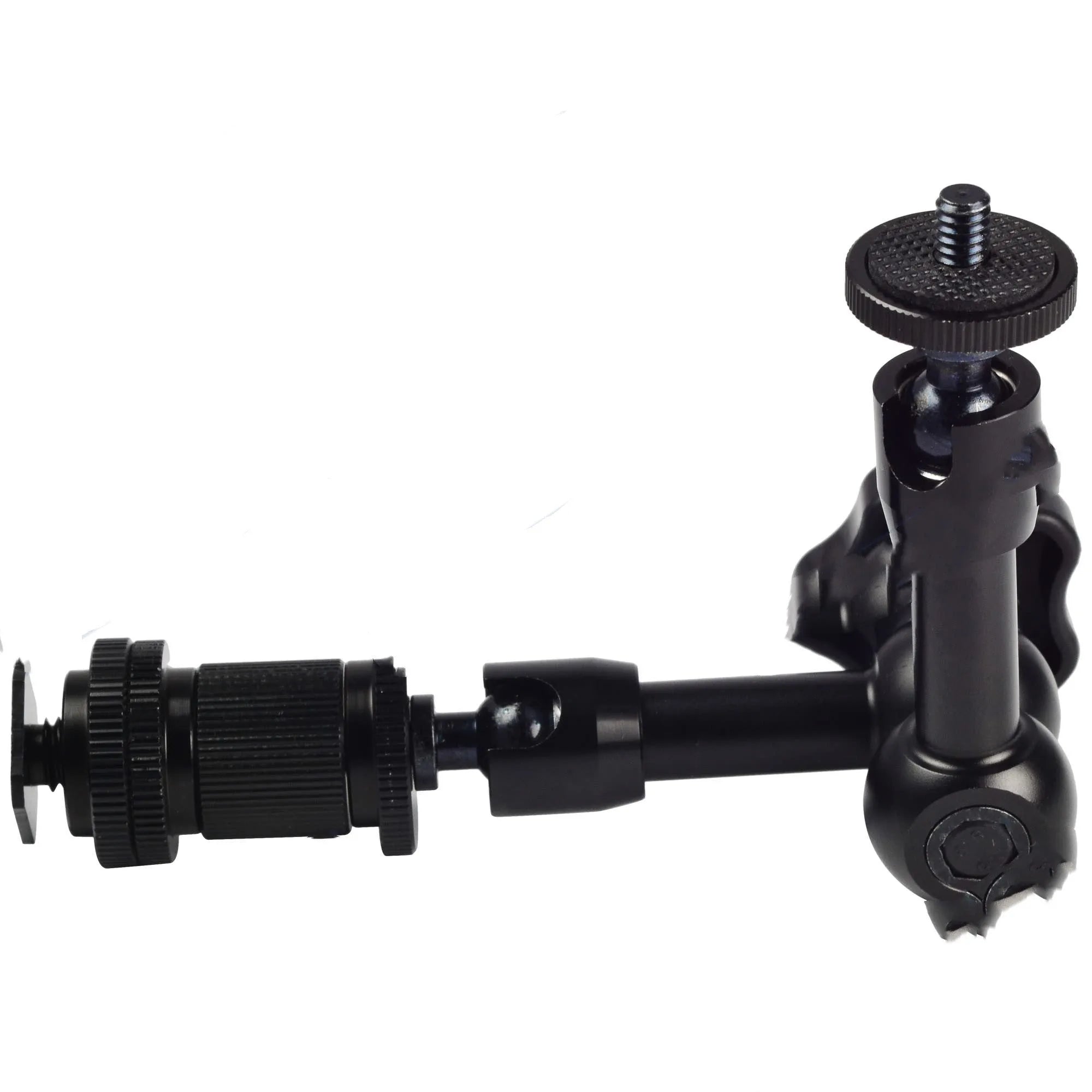 Black 7-inch metal magic friction articulating arm for DSLR camera accessory mounting