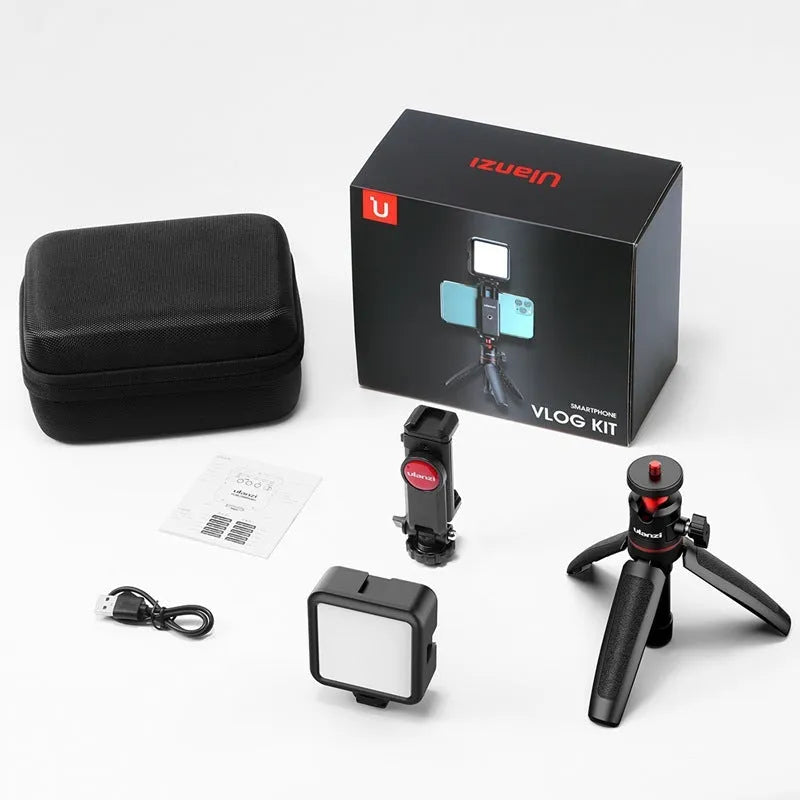 Mobile phone vlog bracket set with fill light and 15x18x9cm stand for video recording and live streaming