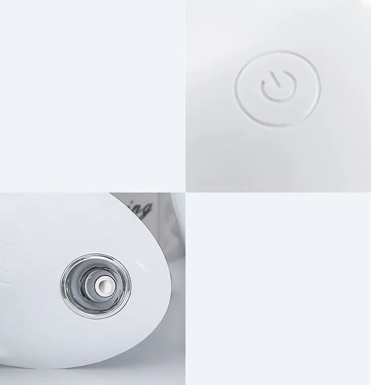 White round USB aromatherapy humidifier with 800ml water tank on a wooden table