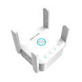 PIXLINK AC24 white dual-band wireless WiFi extender router with international power plugs.