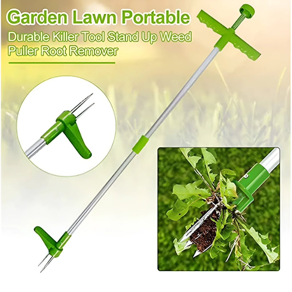 Aluminium tube manual garden weeder tool for digging and weed removal, 50cm long.