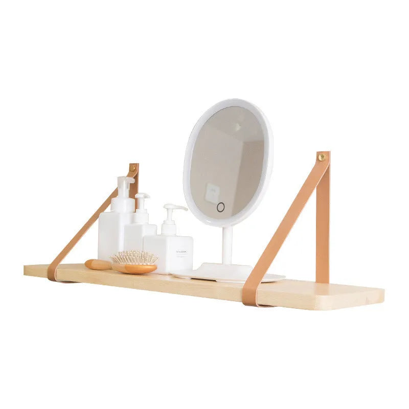 Solid pine wood wall mounted storage rack with Nordic minimalist design for home organisation