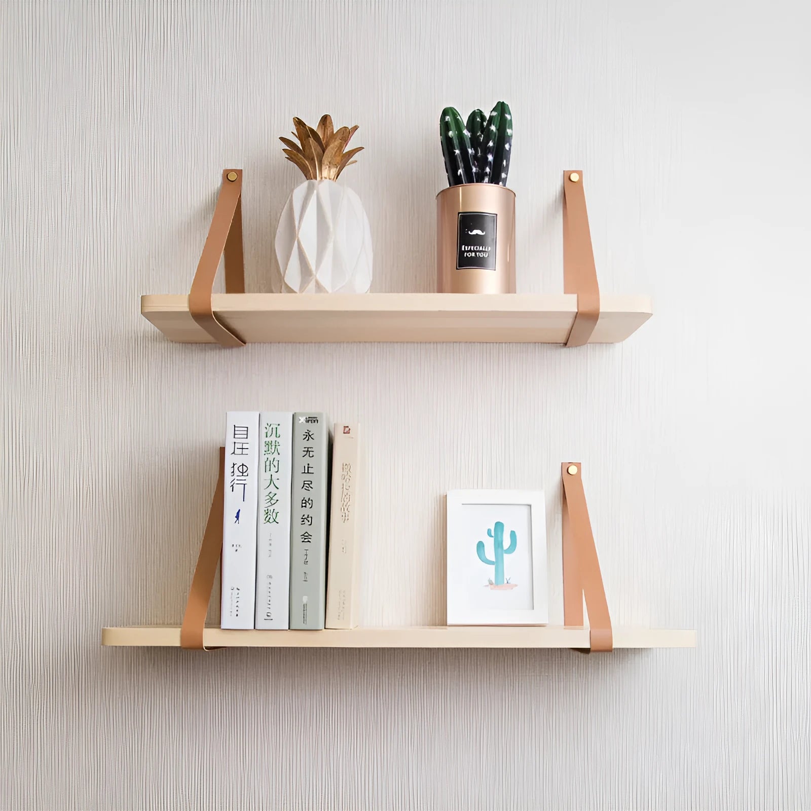 Solid pine wood wall mounted storage rack with Nordic minimalist design for home organisation
