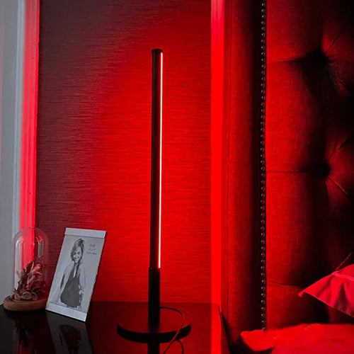 Nordic minimalist bedside table lamp with LED RGB colour-changing light and remote control in black or gold finish
