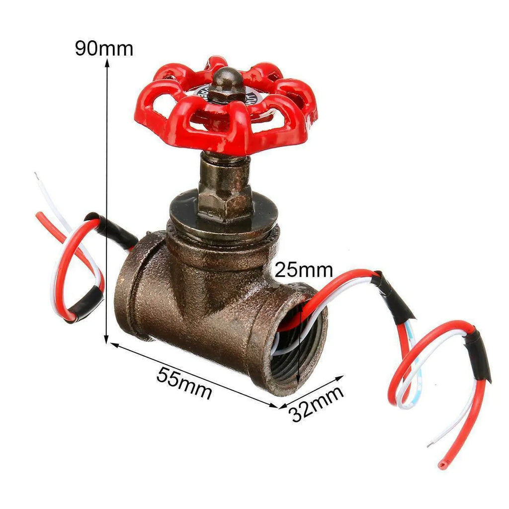 Red steampunk industrial valve with 3/4 thread and copper grey detailing as a tee connector