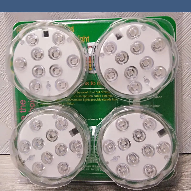White waterproof remote control LED diving light with 10 RGB LEDs for pools and aquariums.