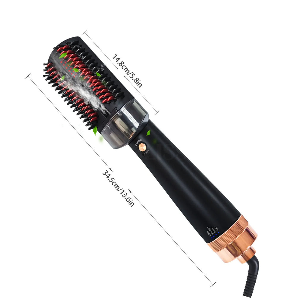 Black and pink wet dry hot air comb with tourmaline ceramic barrel and temperature control