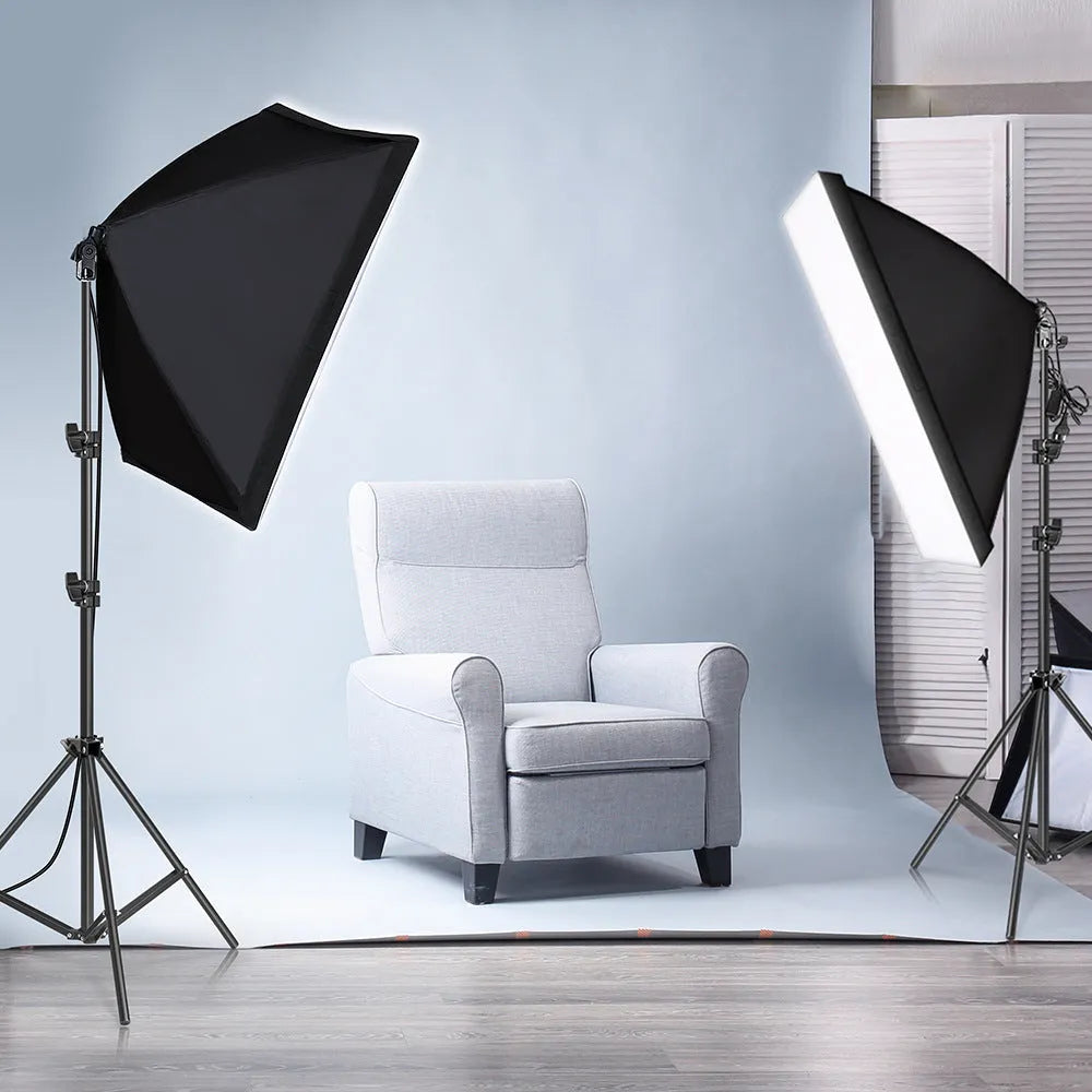 LIBEN photography suit studio lighting kit with 50x70cm soft light cloth on 2-metre stand
