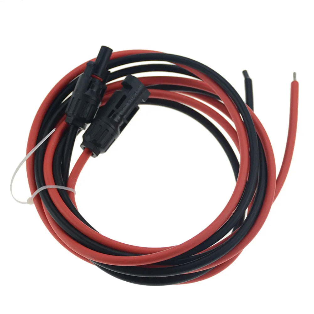 MC4 solar cable with black or red insulation for solar panel connections