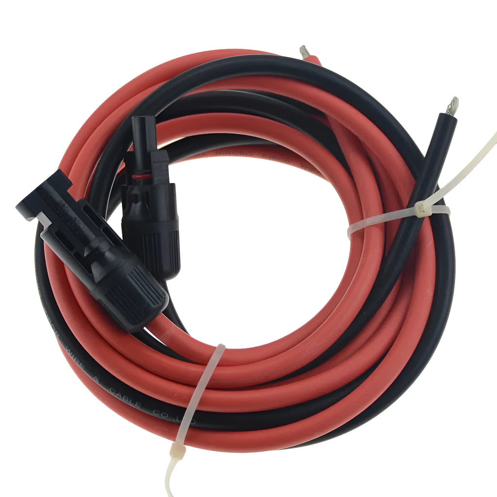 MC4 solar cable with black or red insulation for solar panel connections