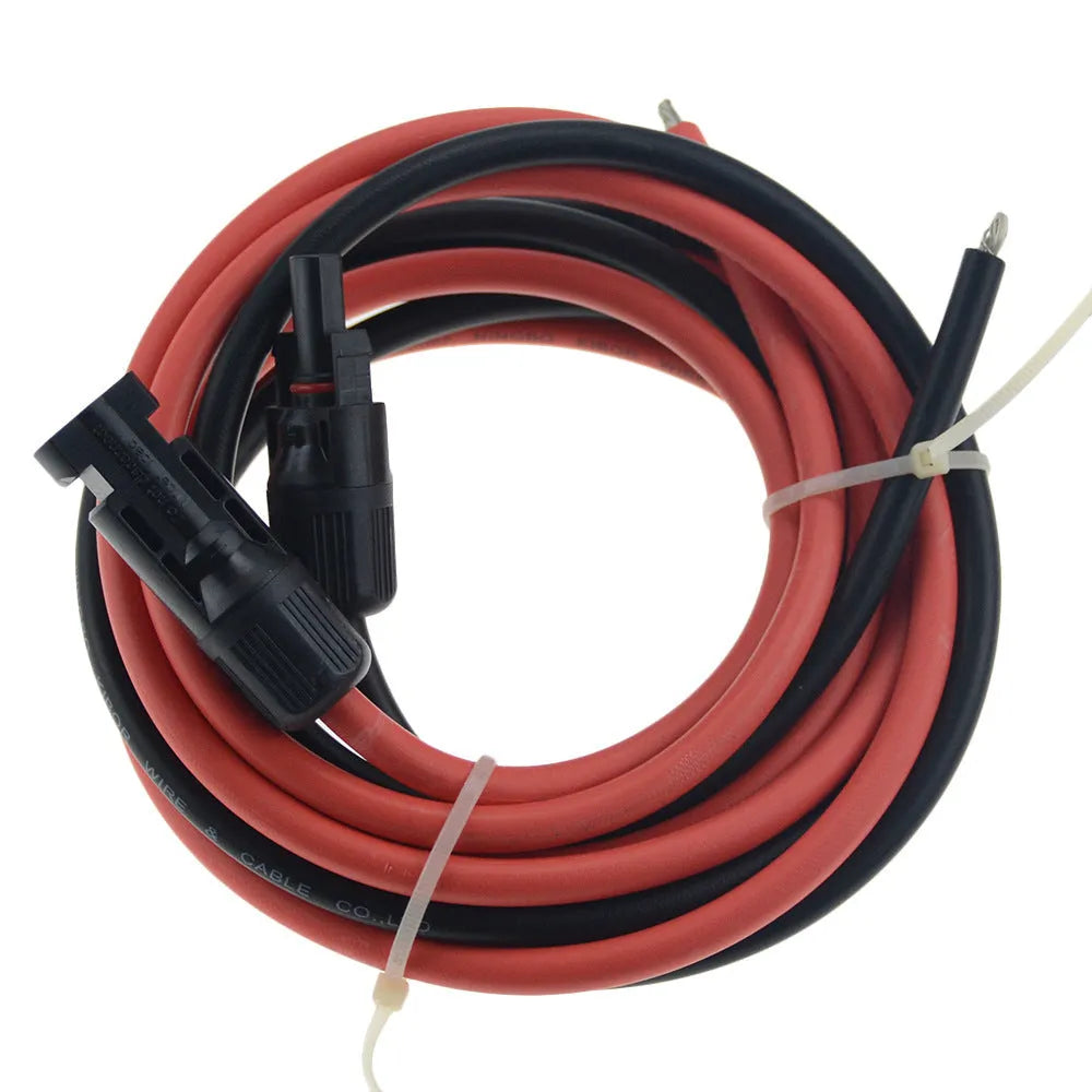 MC4 solar cable with black or red insulation for solar panel connections