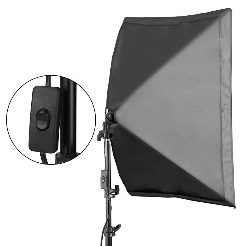 LIBEN photography suit studio lighting kit with 50x70cm soft light cloth on 2-metre stand