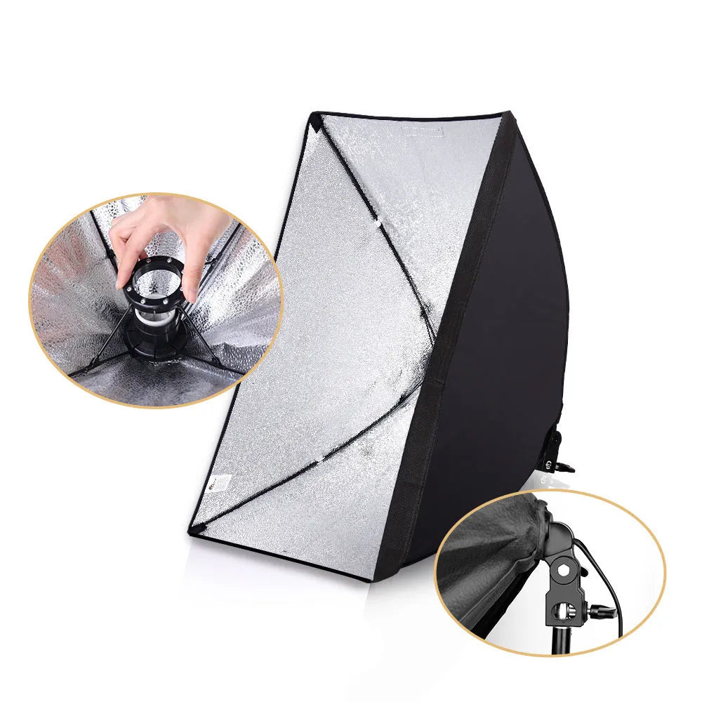 LIBEN photography suit studio lighting kit with 50x70cm soft light cloth on 2-metre stand