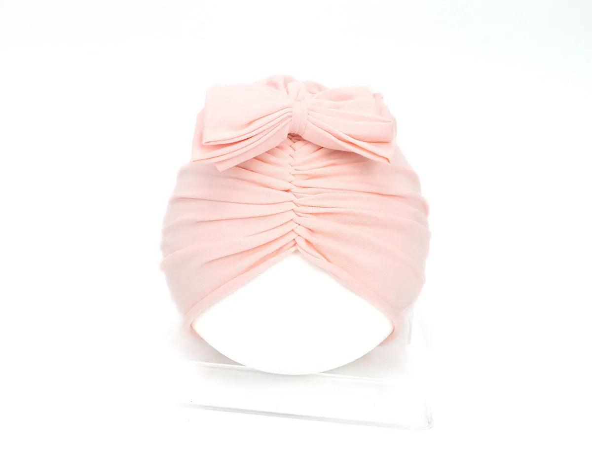 Soft knitted acrylic baby girl turban hat in candy colour for 0-28 months