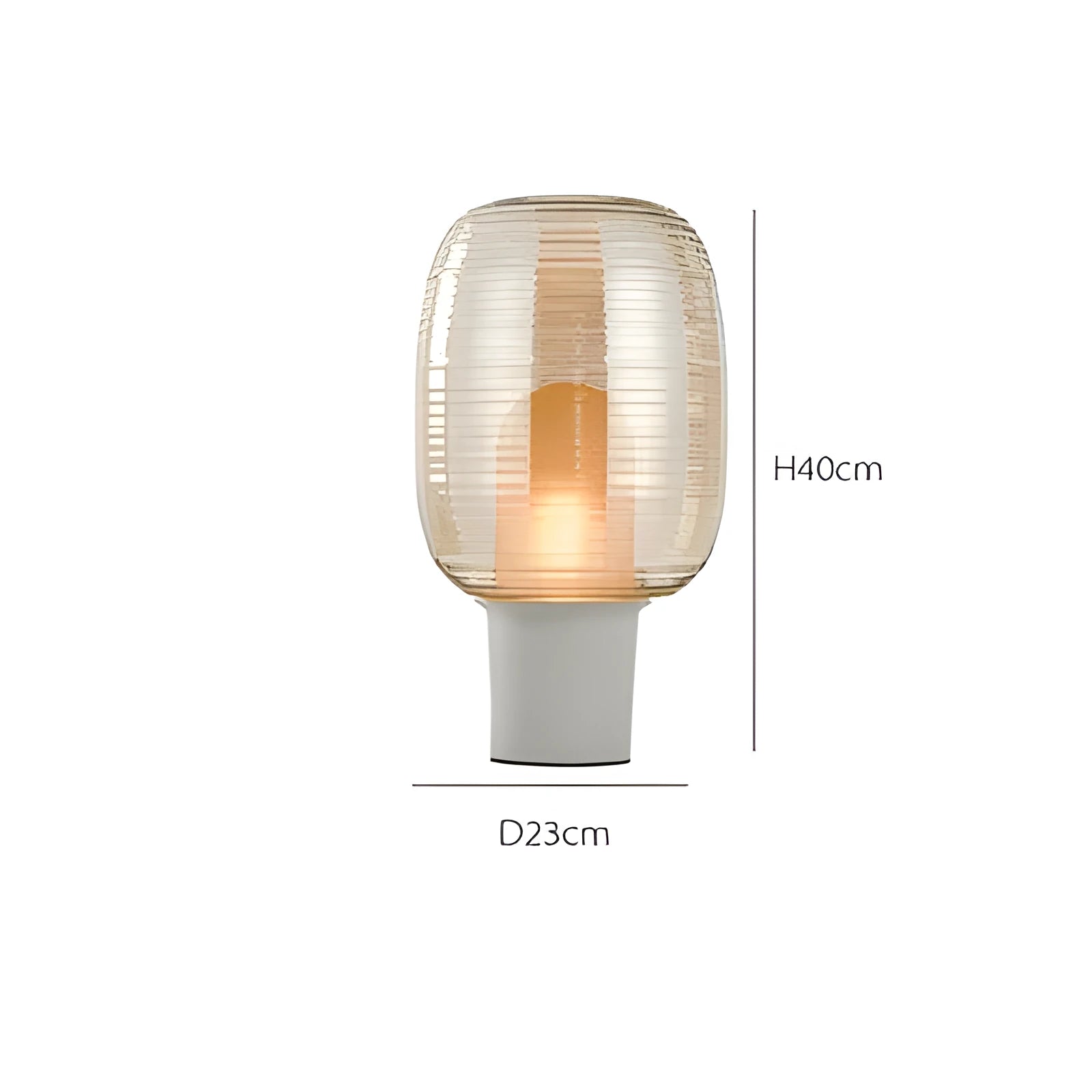 Modern Nordic-style glass table lamp in Cognac colour with a push-button switch.